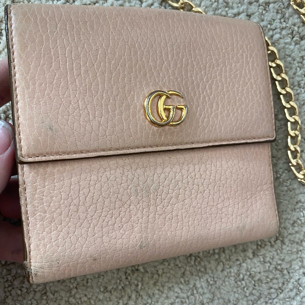 Gucci Marmont French flap bifold wallet on chain pink gold - Picture 7 of 7